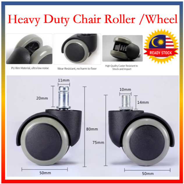 Heavy Duty เก้าอี้สํานักงาน Roller Gaming เก้าอี้ Roller Twin ล้อล้อเก้าอี้สํานักงานล้อ Roda Kerusi Pejat