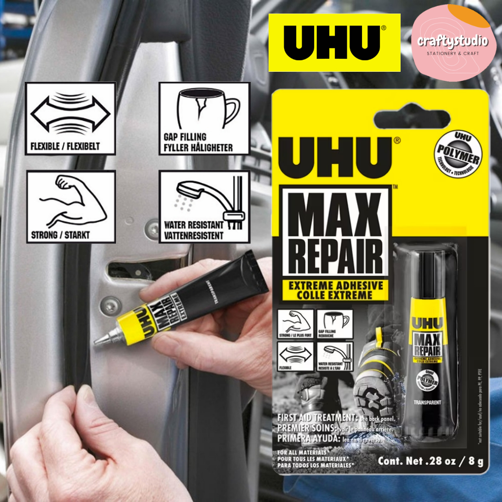 กาวซ่อม UHU Max 8g, กาวติดรองเท้า, กาวซุปเปอร์, กาวแข็งแรงมาก