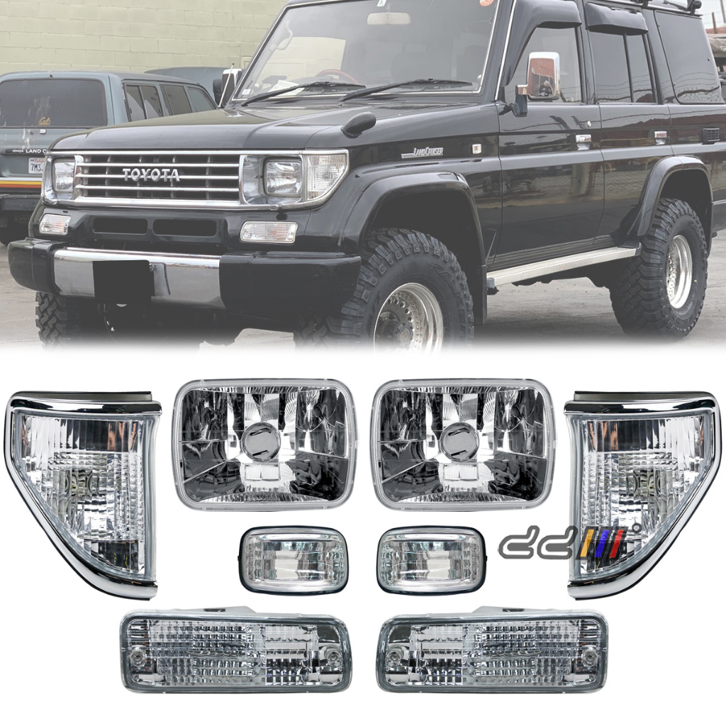 ด้านหน้าคริสตัลไฟหน้ามุมด้านข้างชุดสําหรับ Toyota Landcruiser Prado 70 LC2 LCII LJ78 LJ79 KZJ71 KZJ7