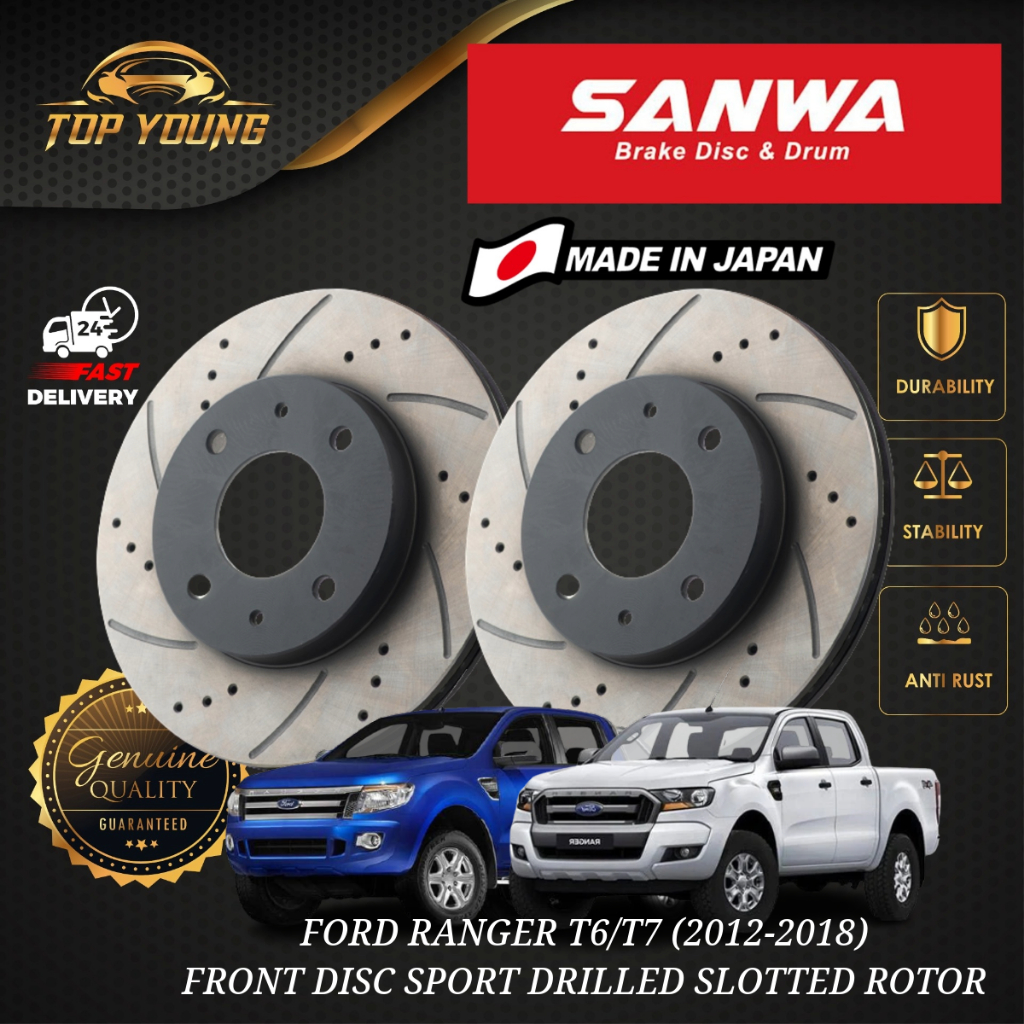 FORD RANGER T6 / T7 (2.2/3.2) (2012~2018) FRONT & REAR (DEPAN & BELAKANG) DISC ROTOR SPORTTED SLOT &