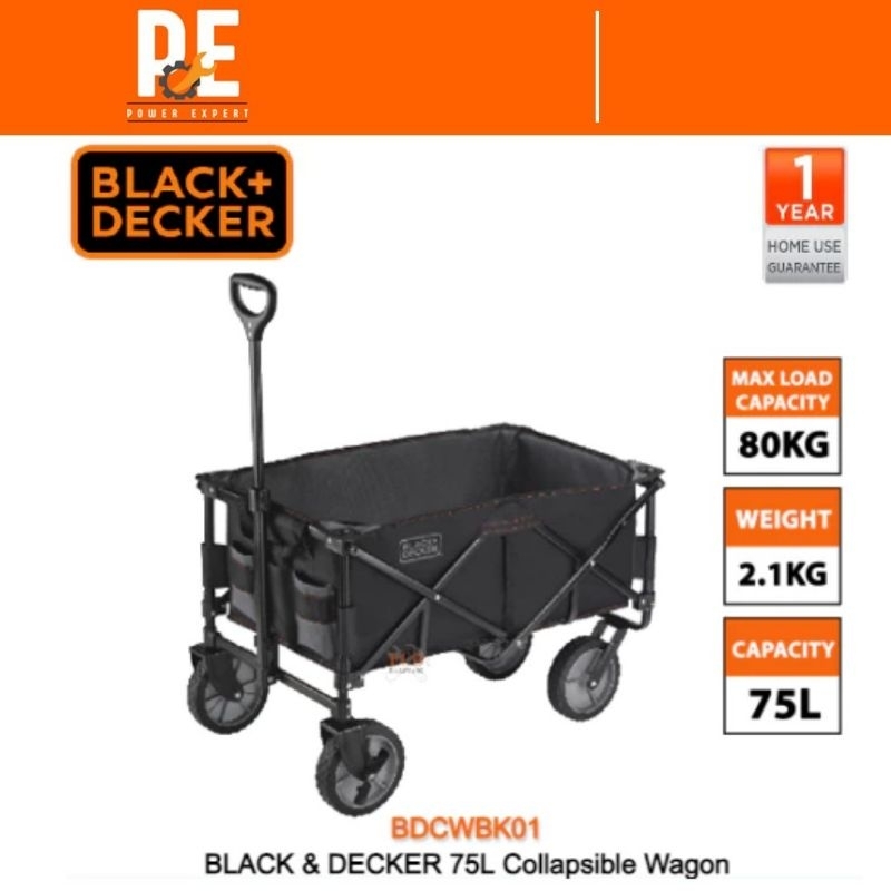 BLACK & DECKER H/DUTY OUTDOOR TROLLEY COLLAPSIBLE FOLDABLE WAGON CAMPING WAGON SHOPPING TROLLEY CART