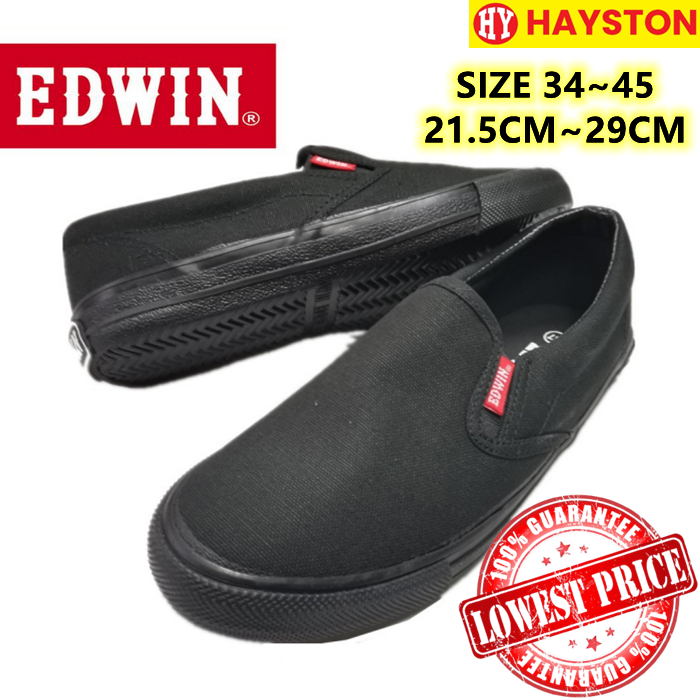 EDWIN สีดํารองเท้าโรงเรียนรองเท้าสีดําลื่น EDWIN รองเท้าสีดํา EW2399