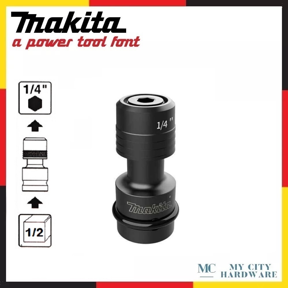 Makita B-68476 อะแดปเตอร์บิต 1/2 "สแควร์ถึง 1/4" Hex สําหรับ Impact Wrenhes