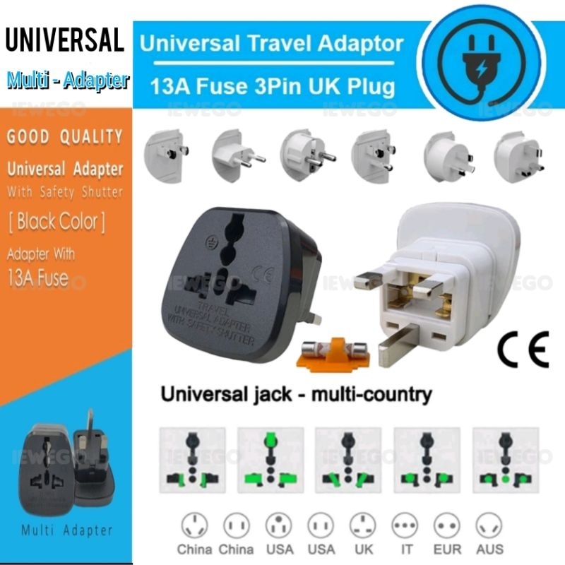3pin Universal Adapter Plug Head UK 3 Pin Plug