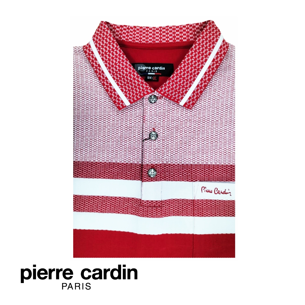 Pierre Cardin เสื้อยืดโปโล แขนสั้น ย้อมสี สีแดง สําหรับผู้ชาย - W3514F-11398