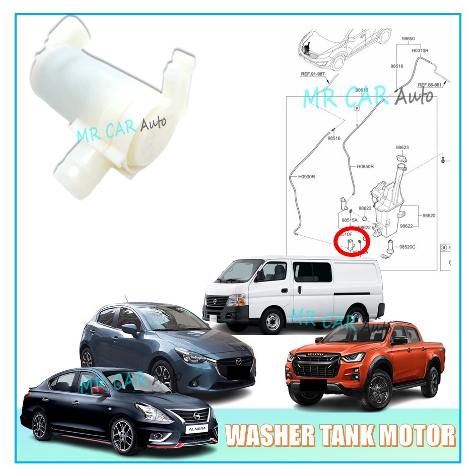NISSAN URVAN E25 ISUZU DMAX MAZDA 2 OLD ALMERA WASHER / WIPER TANK MOTOR