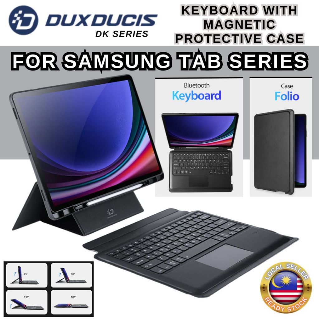 Dux DUCIS DK คีย์บอร์ด Folio เคสฝาพับแม่เหล็ก สําหรับ Samsung Galaxy Tab S9 S8 S7 FE A9 Plus S6 Lite A8