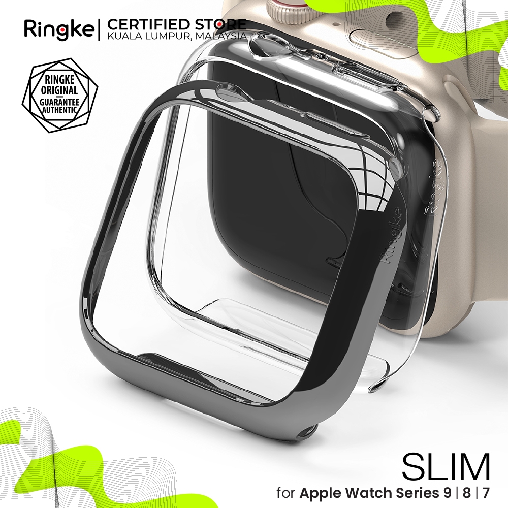 RINGKE SLIM (2-Pack) Apple Watch Series 9/8/7 Anti-Yellowing วัสดุน้ําหนักเบา Minimalist Sturdy Solid Thin Scratch
