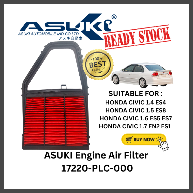 ASUKI กรองอากาศเครื่องยนต์ Honda Civic 1.4 ES4 1.5 ES8 1.6 ES7 ES5 1.7 EN2 ES1 อะไหล่ FA-5870V