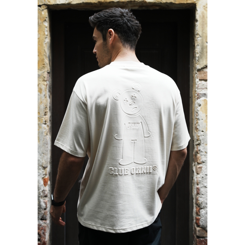 OVERSIZED 3D CLUB OHNII BEAR BEAR COTTON JERSEY TSHIRT (สีเบจ)