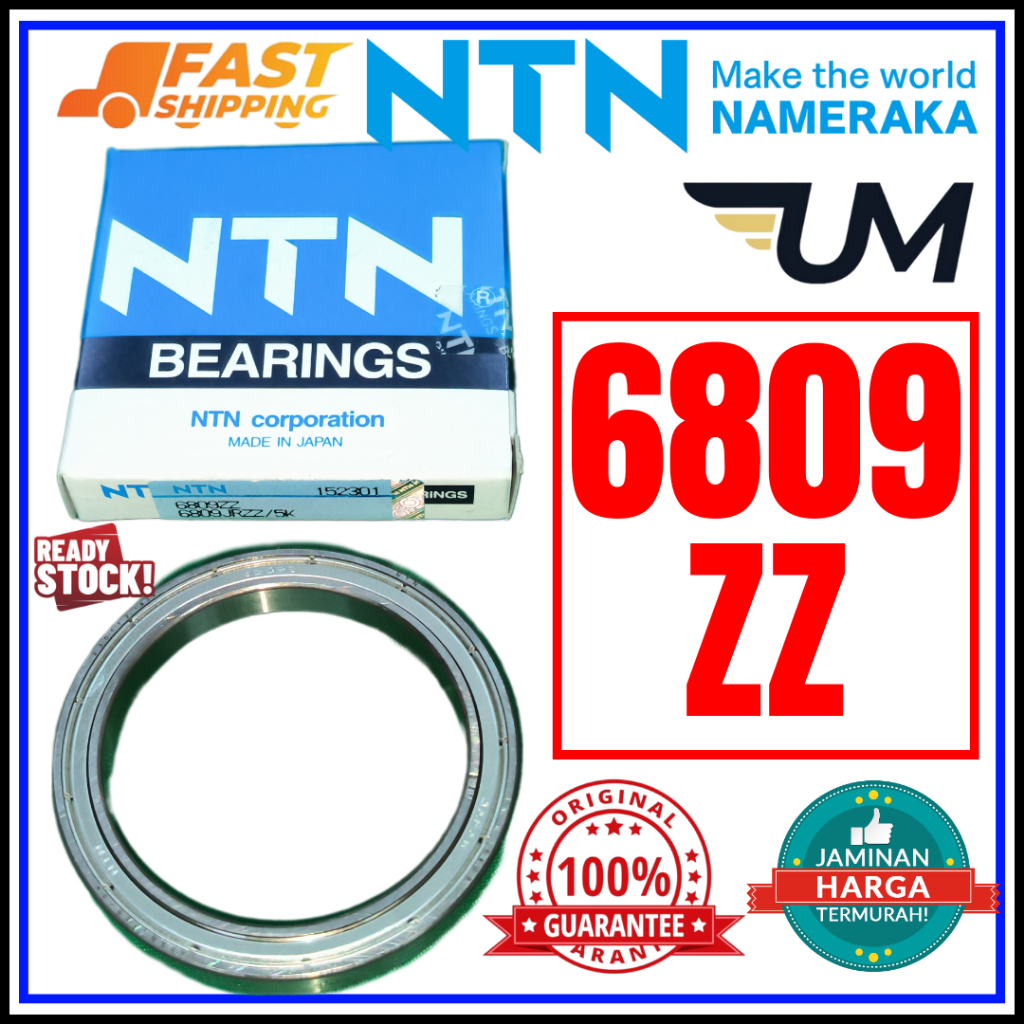 NTN C3 ENGINE BALL BEARING WHEEL JAPAN 6809 ZZ 6809ZZ LC135 Y15 RXZ SRL115 110 Y110 SS TXR ZX150 WAV