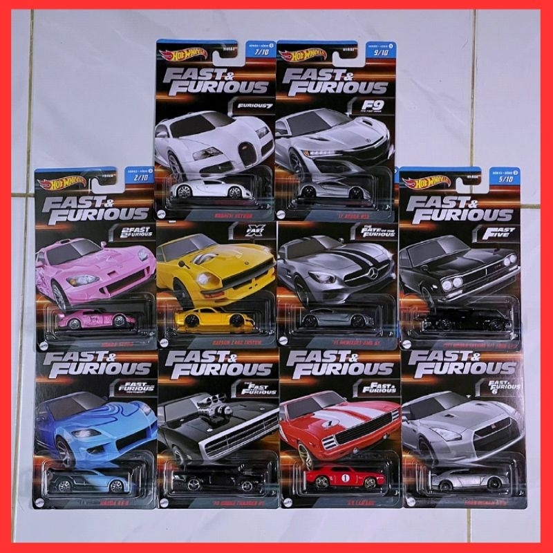 Hot Wheels Fast & Furious Honda S2000 Suki Mazda RX-8 Dodge Charger R/T Nissan Skyline GTR Bugatti J