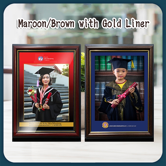 Maroon/Brown Frame 8R 8RW A4 Photo Plexiglass Frame Certification Frame