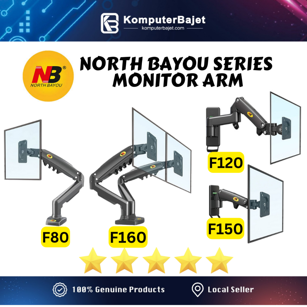 Nb North Bayou SERIES F80 F160 F150 F120 H100 DUAL Monitor VESA Arm TV Monitor Desktop Bracket Holder Arm Desk Mount