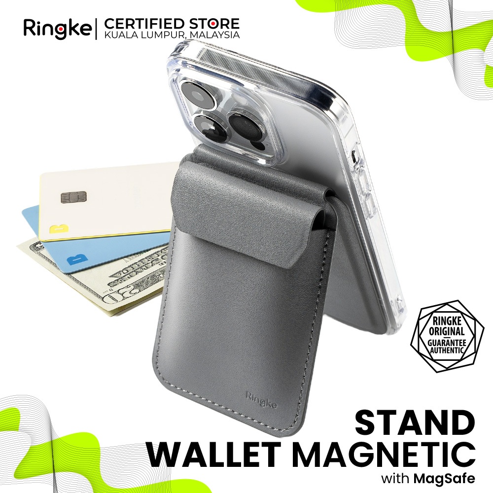 RINGKE MAGNETIC STAND WALLET Phone Wallet ID & Credit Card for Phone Case, Magnetic Card Wallet เข้า