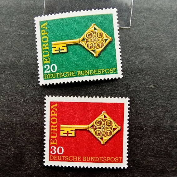 CE38 เยอรมนี 1968 Europa Cept แสตมป์ครบชุด 2 v VF MNH