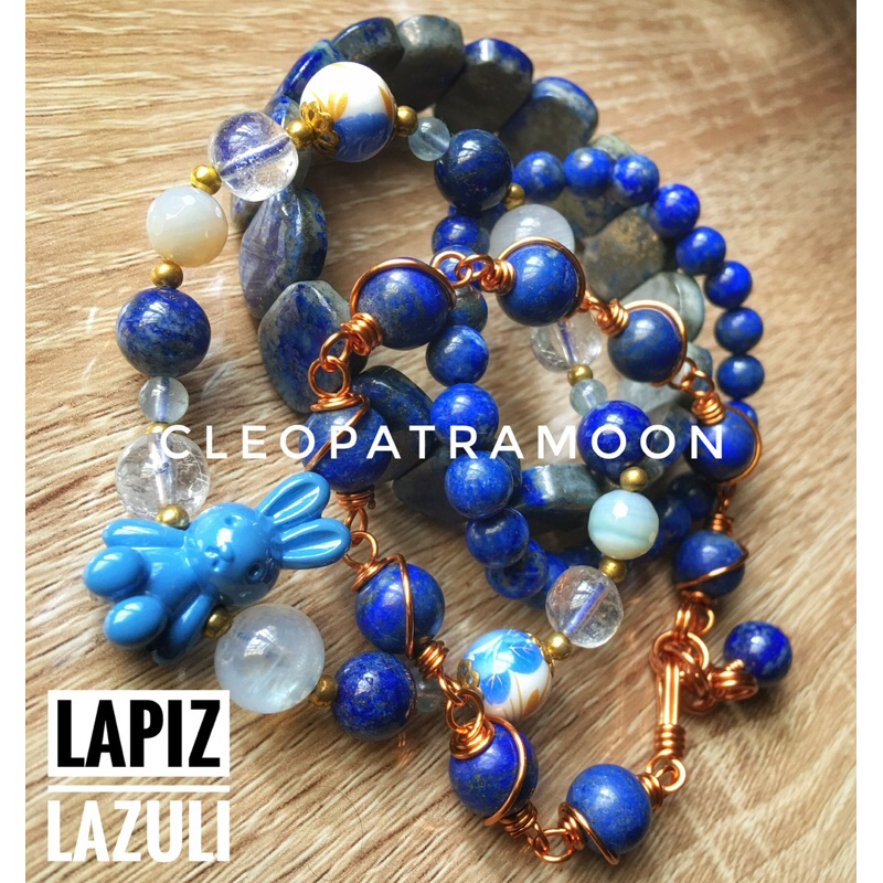 Lapis Lazuli สร้อยข้อมือคริสตัลธรรมชาติ Papan DIY HG จี้