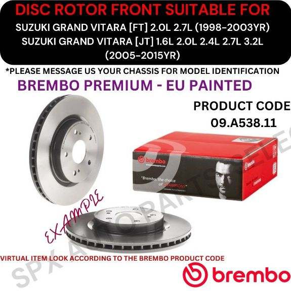 BREMBO DISC BRAKE ROTOR (หน้า) สําหรับ SUZUKI GRAND VITARA [FT] 1.6L 2.0L 2.4L 2.7L 3.2L 00-15YR (29