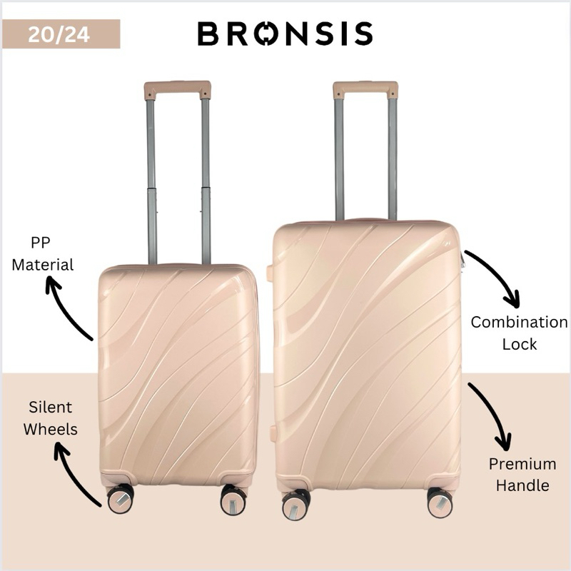 [BRONSIS] กระเป๋าเดินทาง PP (โพลีโพรพีลีน) ขนาด 20 นิ้ว และ 24 นิ้ว ทนทาน กันขโมย