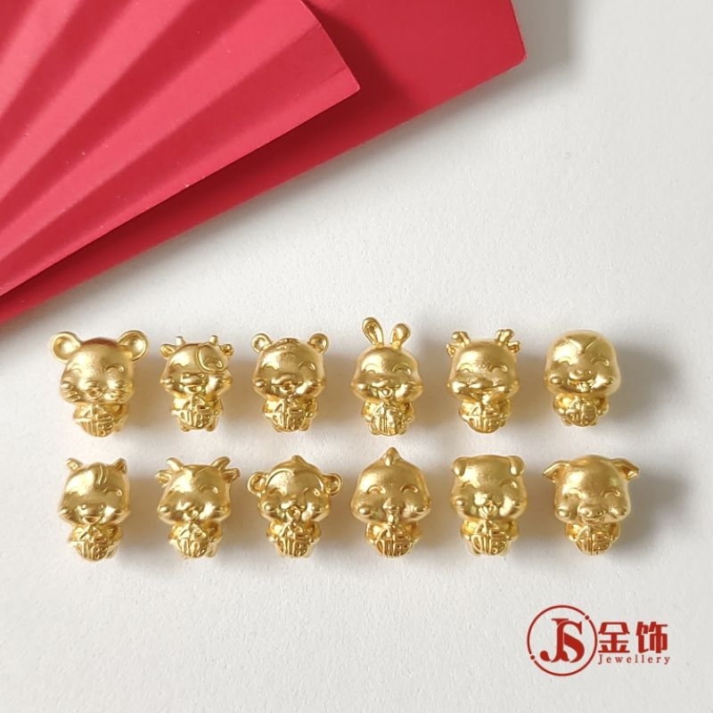 Js เครื่องประดับ ลูกปัดทองคํา 999 ลายราศี 999 ราศี DIY