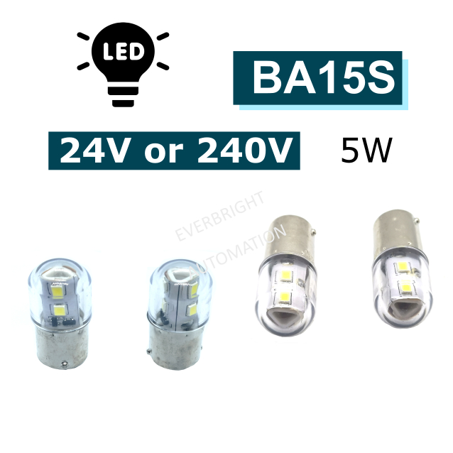 BA15S 24V 240V 5W 15 มม.หลอดไฟ LED สีขาวติดต่อเดียวไฟแสดงสถานะ