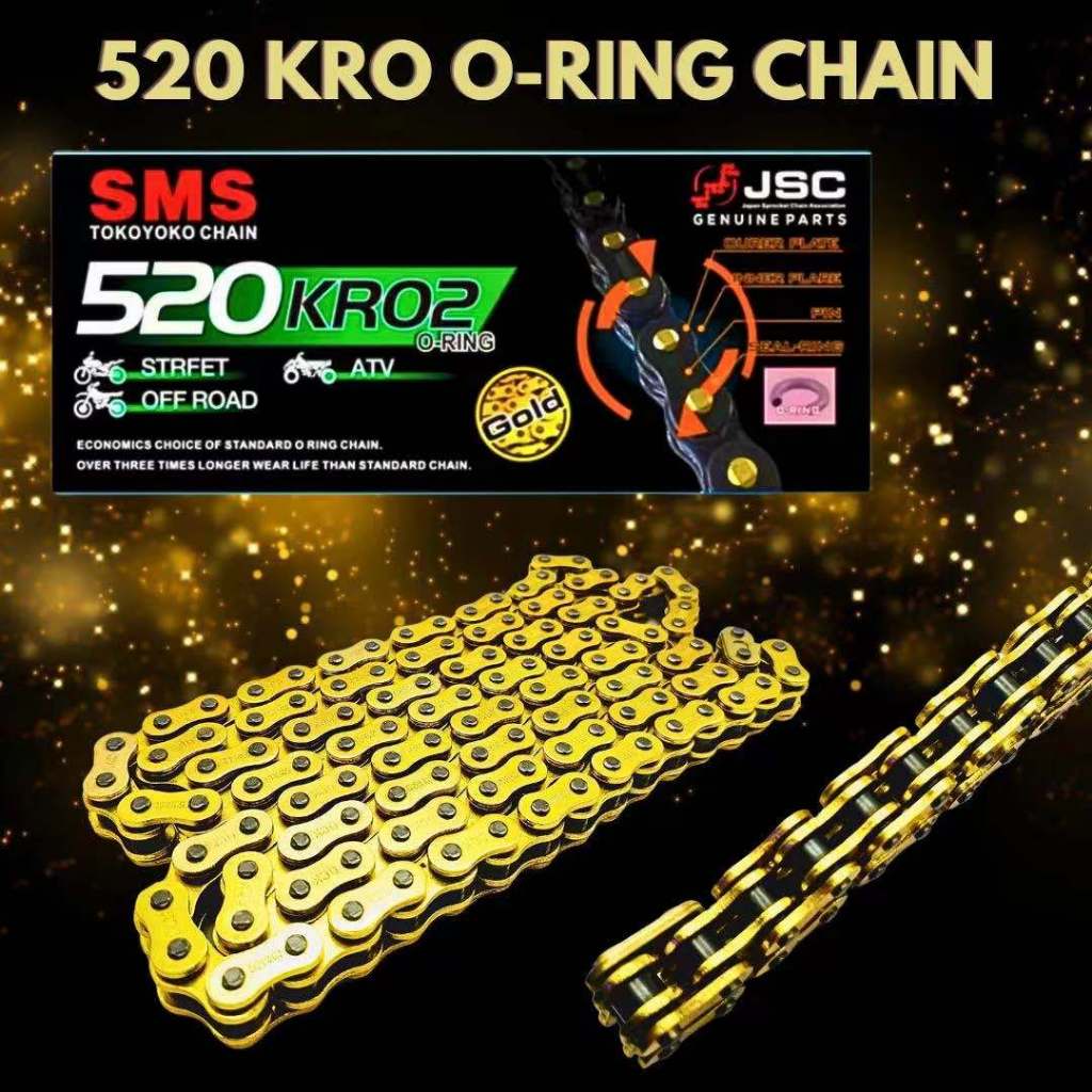 SMS 520 KRO2-120L O-RING CHAIN 530 CHAIN GOLD CBR250 TZR250 R25 KTN200 TS250I PULSA N200 KLX250 KLX4