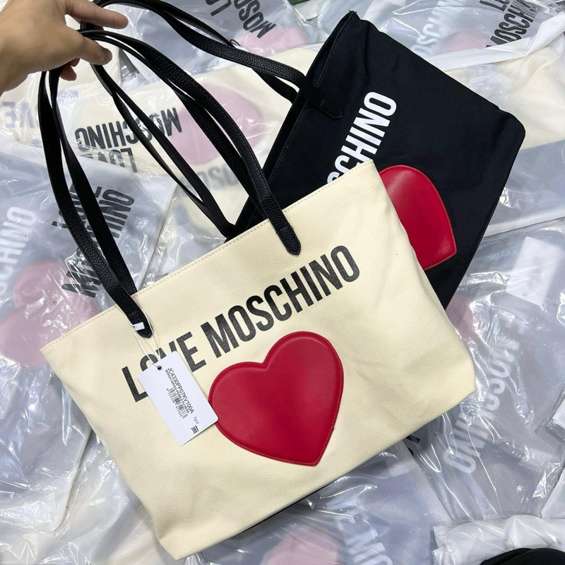 Love MOSCHINO BAG สีดํา ถุงออกแบบแบรนด์ ถุงหิ้วแท้
