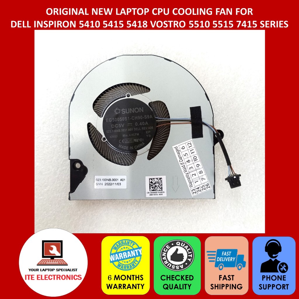ใหม่ DELL INSPIRON 5410 5415 5418 VOSTRO 5510 5515 7415 SERIES แล็ปท็อป CPU COOLING FAN 0KRK6P 023.1