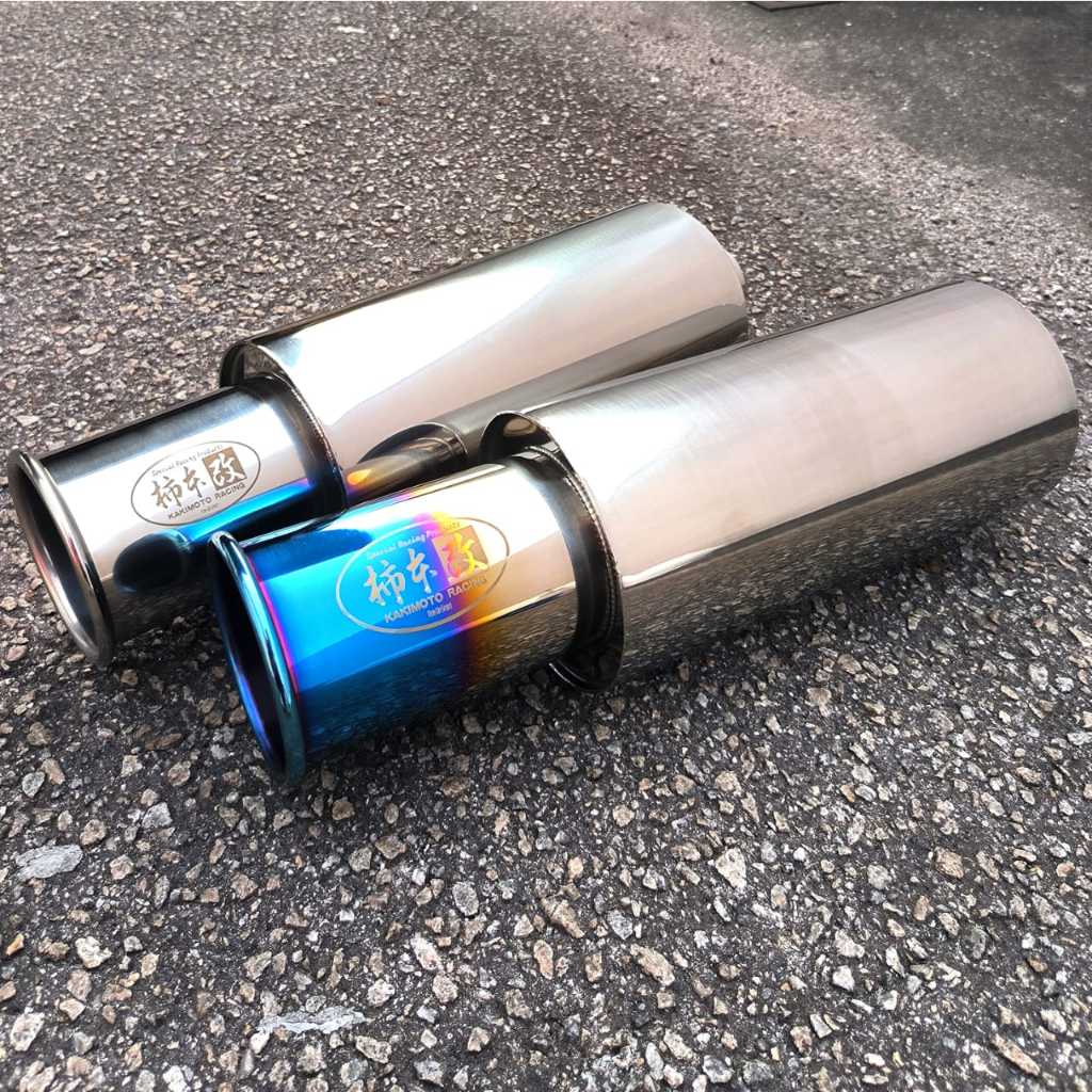 Kakimoto S Flow Muffler, Titanium Blue / Chrome Stainless Steel Eks Muffler Tabung Belakang