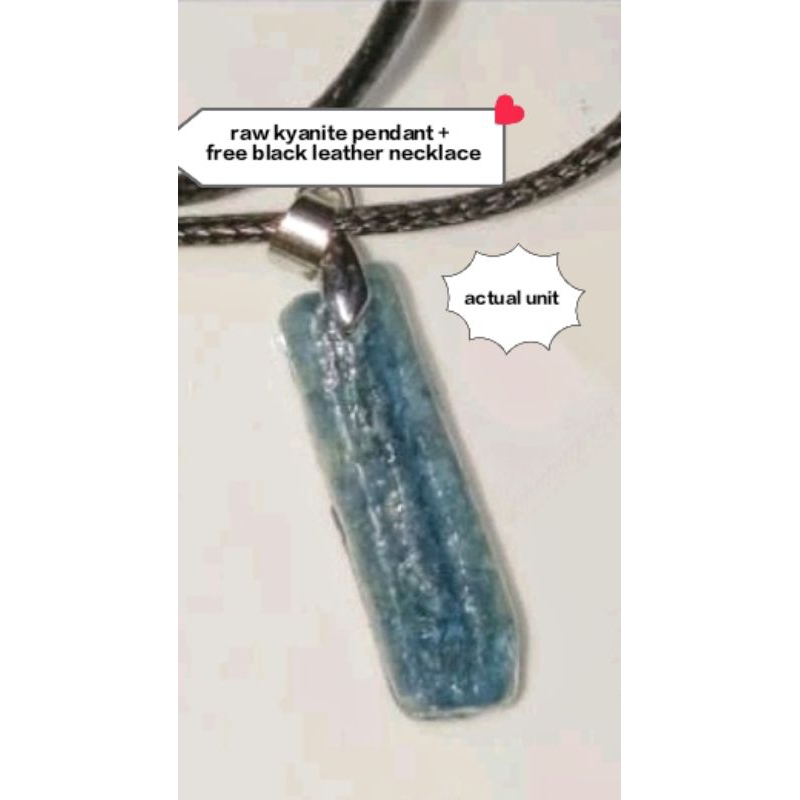 (PENDANT) RAW KYANITE PENDANT พร้อมชุดสร้อยคอหนังสีดํา