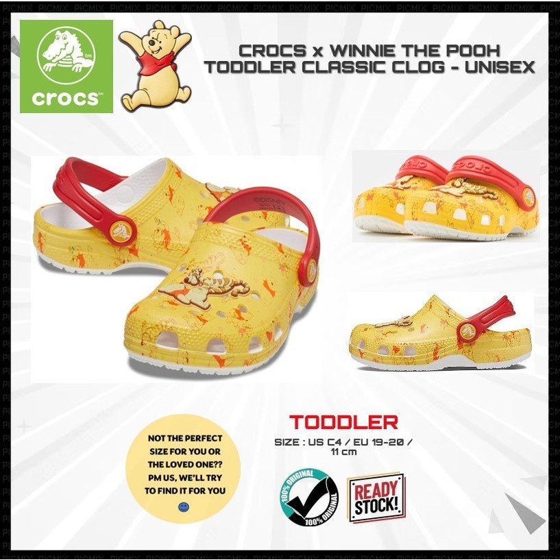 Crocs Unisex - รองเท้าเด็กวัยหัดเดิน ลายวินนี่ เดอะ พูห์ คลาสสิก ไซซ์ C4