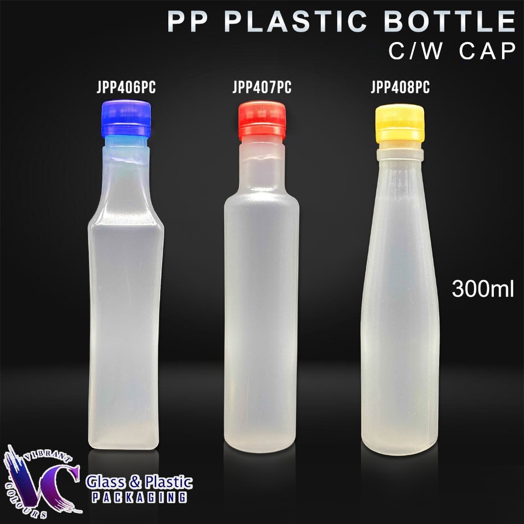 ขวดพลาสติก PP ขนาด 300 มล. พร้อมหมวกพลาสติก (28 มม.) PP406/PP407/PP408 โปสการ์ดวันนี้ !