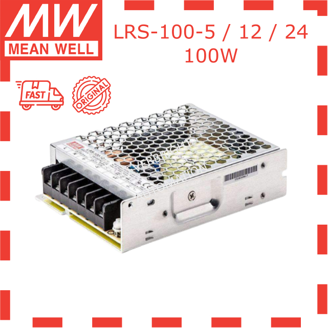 Mean Well LRS-100-5 LRS-100-12 LRS-100-24 แหล่งจ่ายไฟ 100W 5V/18A, 12V/8.5A, 24V/4.5A