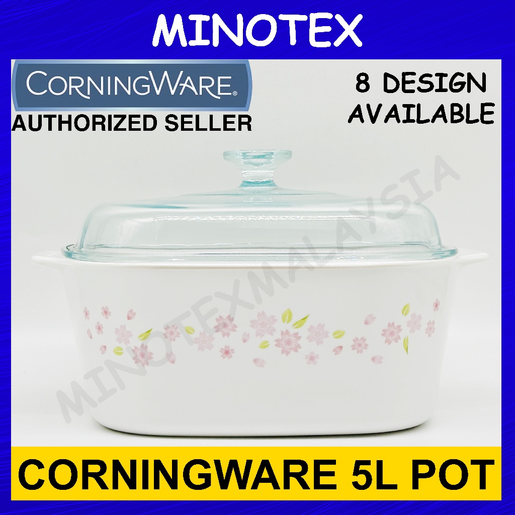 Corningware Loose 5L Pot Pot Pot - Pyroceram Glass Ceramic, Oven & ตู้เซฟเครื่องล้างจาน รับประกัน 10