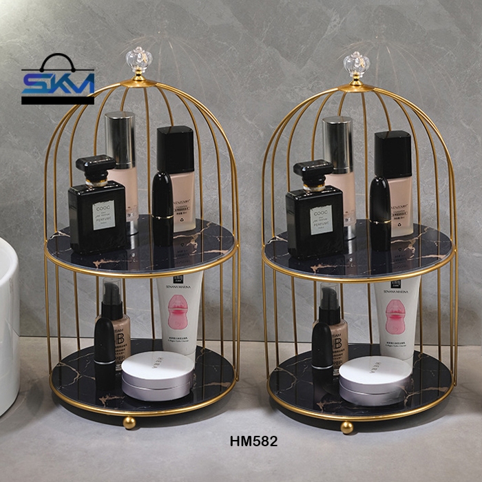 SKM Luxury Cage Bird ห้องนอนห้องน้ําเครื่องสําอาง Skincare Storage Rack HM582