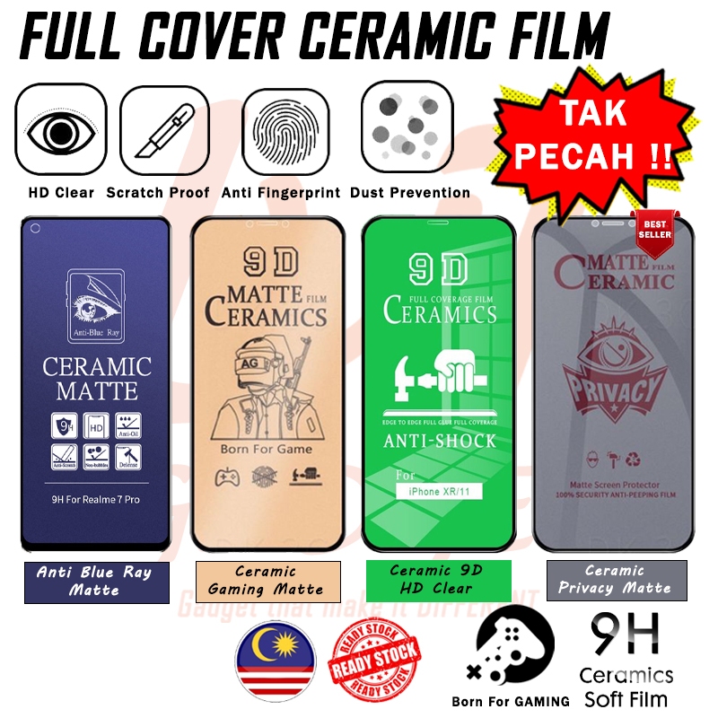 X PECAH Tecno Pova 6 Pro Neo/5/Spark 30/30C/20C/20/Go 1/1S ฟิล์มเซรามิค Clear Blue Ray Privacy Matte