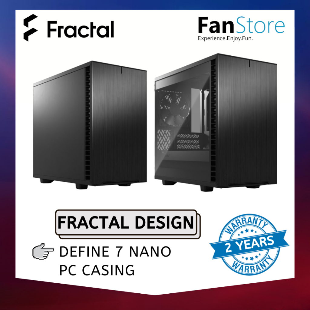 Fanstore FRACTAL DESIGN Define 7 Nano ITX PC Desktop Casing - Black Solid / Black TG Light Tint