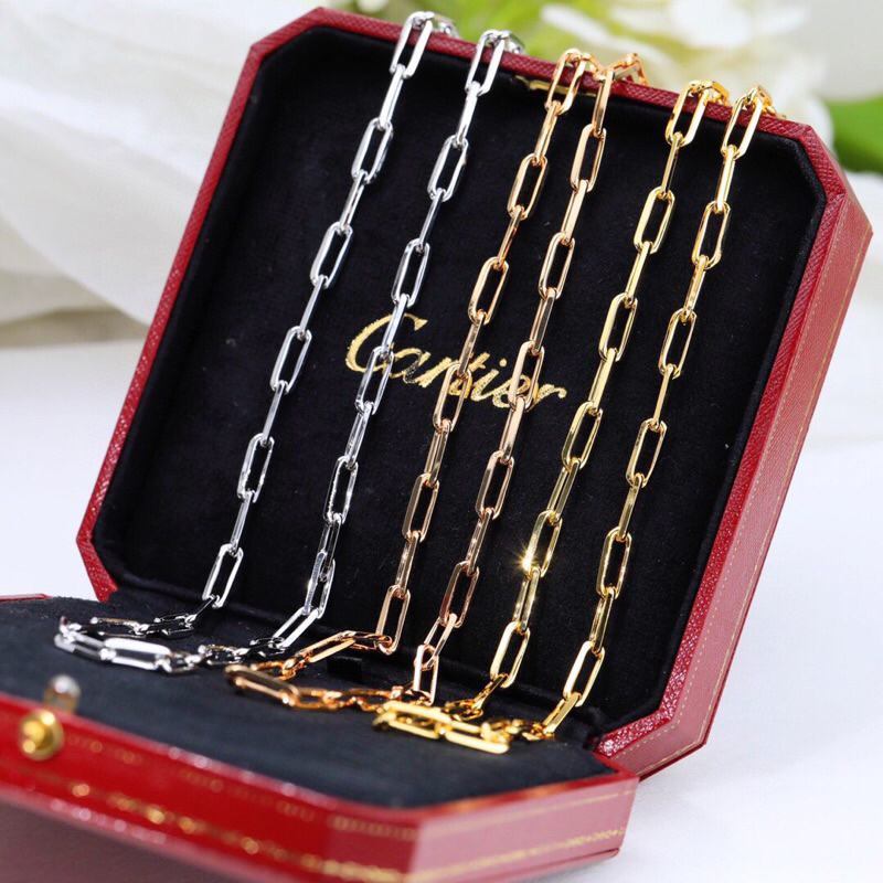 Sant0s DE CTR ของแท้ สร้อยคอโซ่ 18k Rose Gold Emas Silver 100% OriginaI คุณภาพสูง Long Rantai ผู้ชาย