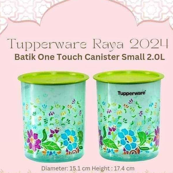 Tupperware Batik One Touch 2L /CleanKeep One Touch Canister Scoop Dobi Topper ขนาดใหญ่ 2 ลิตร (ภาชนะบรรจุของเหลว แบบแน่น)