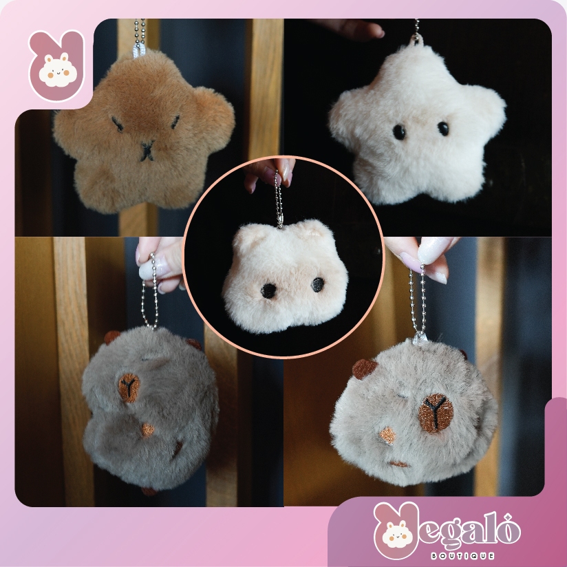 น่ารัก Capybara Star Capibala Plush จี้กระเป๋าพวงกุญแจจี้ Comel Capybara bintang Kuching 可爱水星卡皮巴拉绒件包