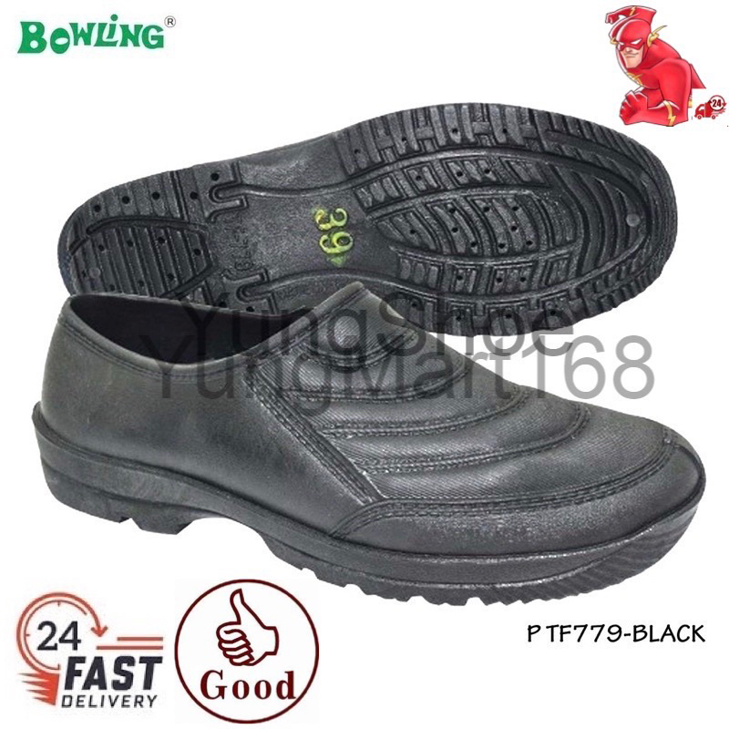 779 Bowling Kasut Kerja Getah Lelaki Tahan Air รองเท้ากันน้ําสําหรับกลางแจ้งยางรองเท้าสวนสีดํา