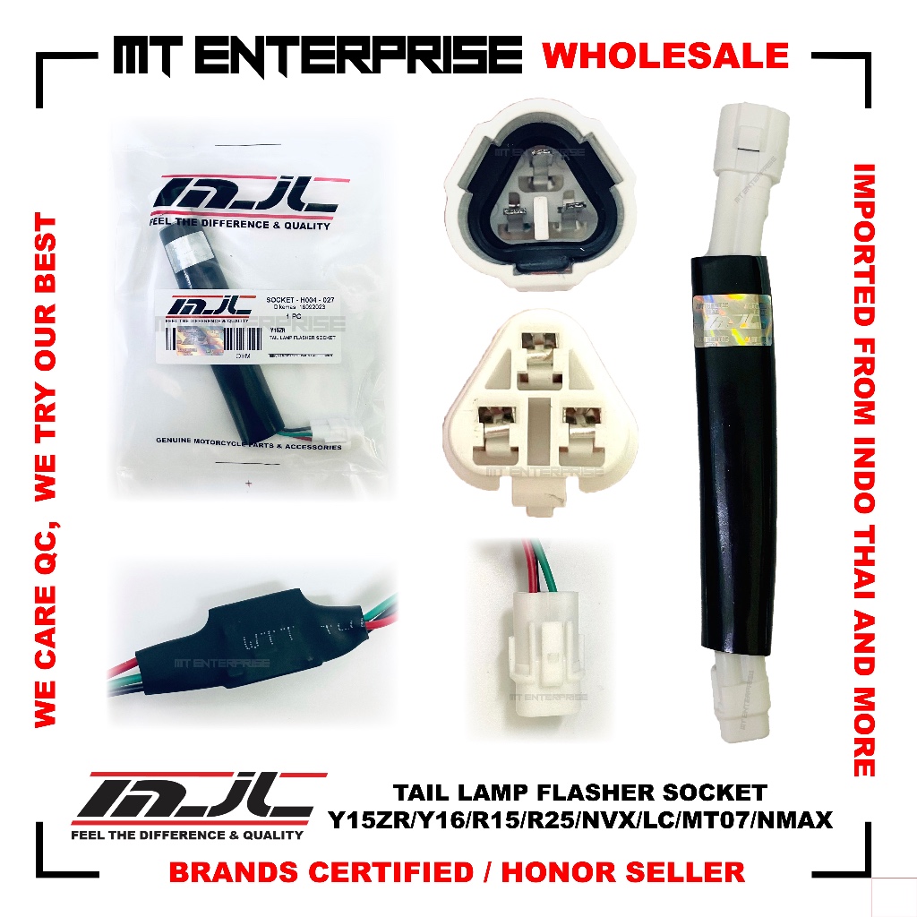 ฟรี 2 YAMALUBE OIL - MJL ไฟท้าย Flasher Socket Y15ZR/Y16/R15/R25/NVX/LC/NMAX/MT07