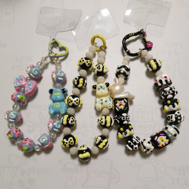 Colorful Bear และ Pop mark โทรศัพท์แขวน 彩色泡พัดลม马特手机挂