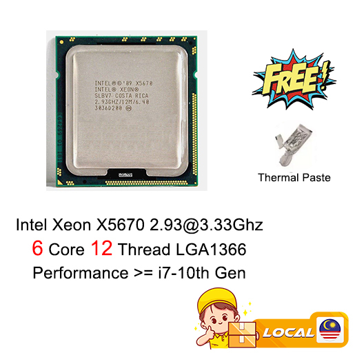 โปรเซสเซอร์ CPU Intel Xeon X5675 3.06Ghz 6Core 12Thread LGA1366 Performance&gt;=i7-10Gen สําหรับโฮมออฟฟิศ เกม (รีเฟอร์บิช/มือสอง)