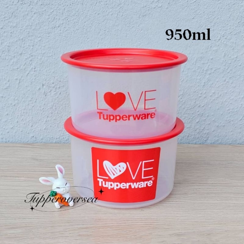 Tupperware Love One Touch Topper Small 950ml ( 2 ชิ ้ น ) - แดงขาว