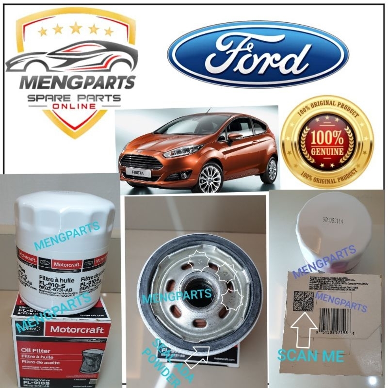FORD FIESTA กรองน้ํามันเครื่อง FORD MOTORCRAFT % FL-910S (BE8Z-6731-AB)