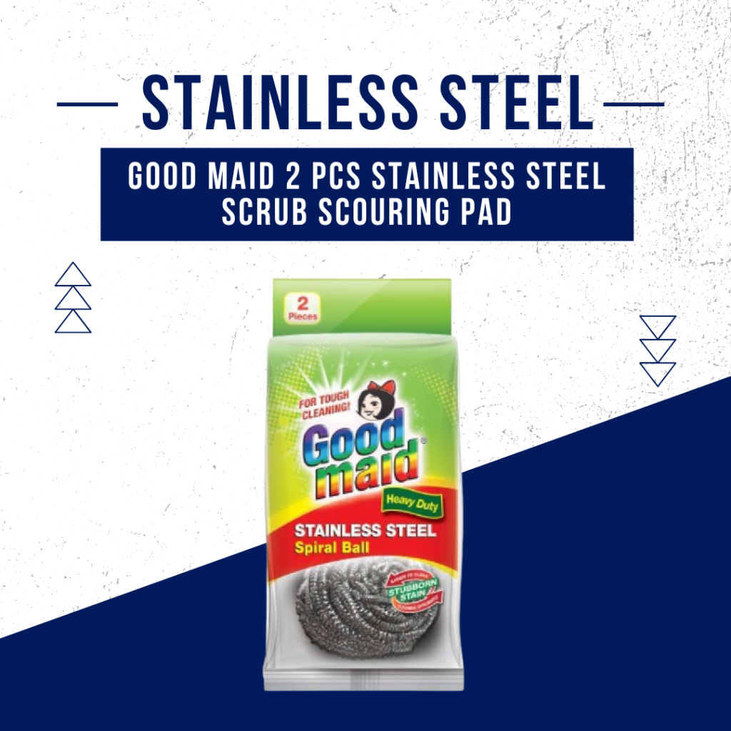 Good Maid 2 ชิ้นสแตนเลสหม้อ Scrubber กําจัดสิ่งสกปรกบนขนสัตว์ Penyental Besi Cuci Pinggan Kerak Kual