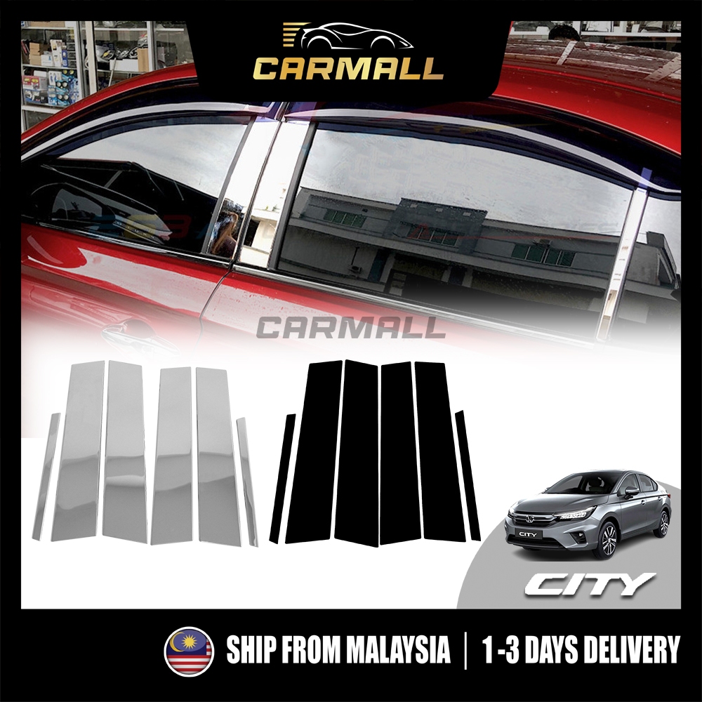 Honda City GN2 7th Gen เสาประตูสีดําออกแบบ Full Chrome เหล็กกลางเสา 2020 - 2024 GN MK7 รถ Mall