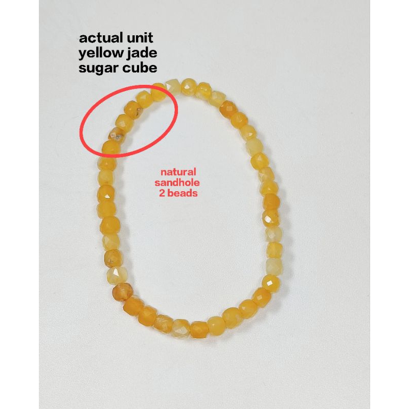 (SOUGAR CUBE) 4.9MM YELLOW JADE SUGAR CUBE CRYSTAL BRACELET