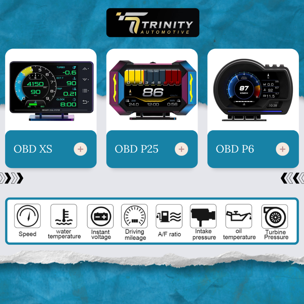 รุ่นล่าสุด OBD + GPS OBD2 เมตร Digital Alarm Speed Gauge จอแสดงผล Hud Meter อุณหภูมิน้ําแรงดันไฟฟ้า 